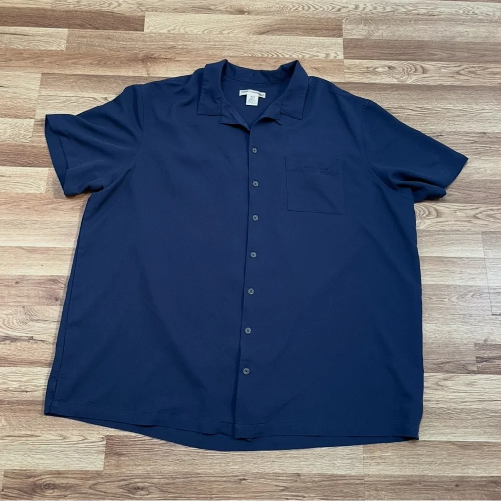 Men’s Island Passport Blue Short Sleeve Button Down Size XXL Chest Pocket EUC